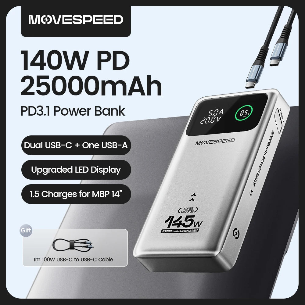 MOVESPEED 25000mAh portable power bank 140W fast charging