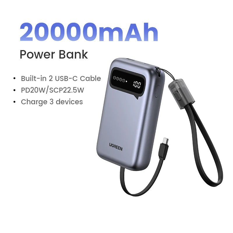 UGREEN 20000mAh portable power bank 20W fast charging