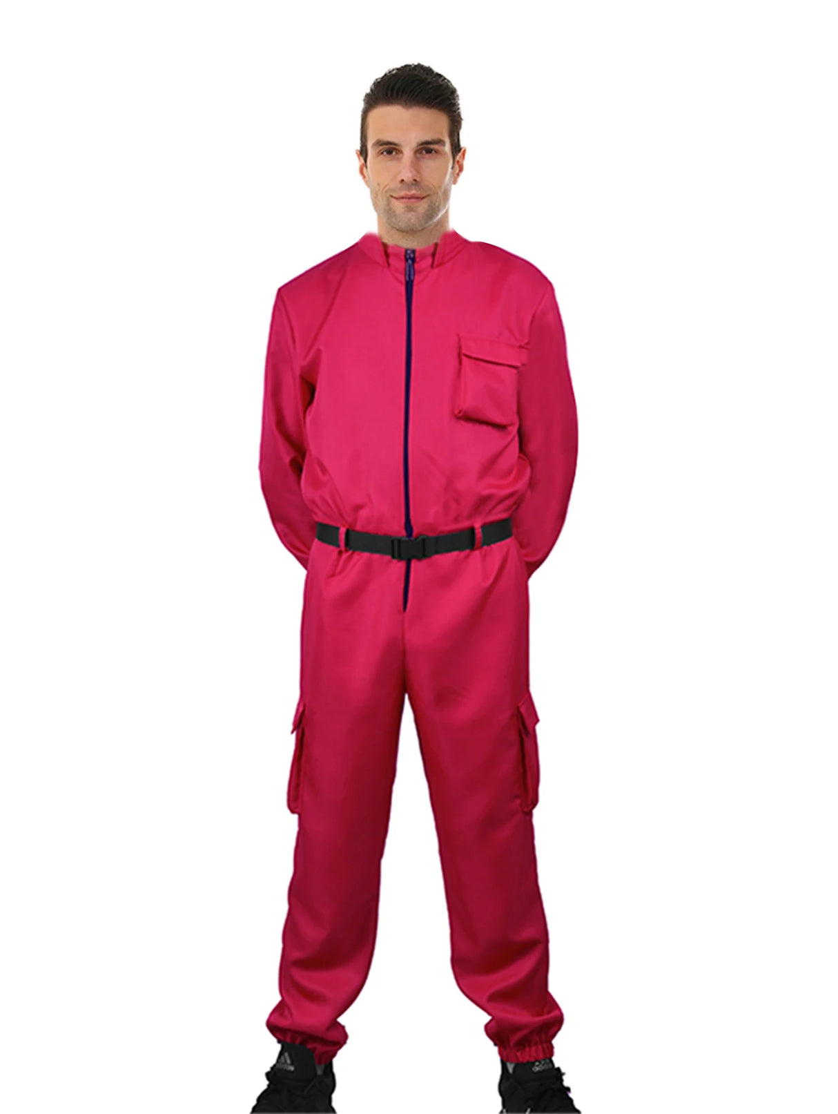 TV game red jumpsuit set (gloves+camisole+jumpsuit) - breathable role-playing set for men and women's role-playing party wear