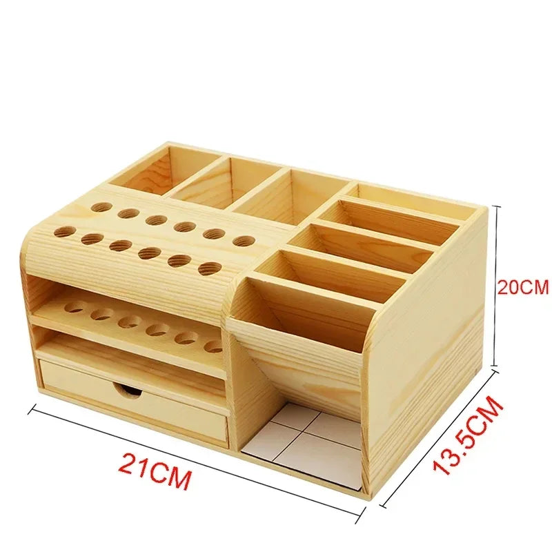 Wooden Multi-Function Storage Box For Mobile Phone Repair Tools Holder Screwdriver/Tweezer  Pliers Stand Rack Wood Container