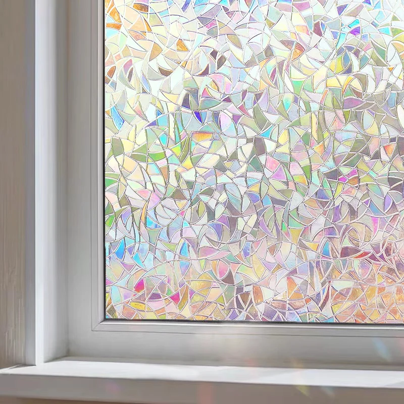 Window Privacy Film Static Clings Vinyl 3D Decals Stickers Rainbow Film for Glass Door Heat Control Anti UV