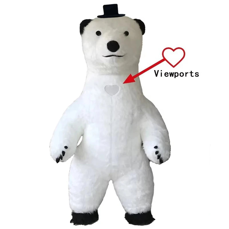 Giant Plush Polar Bear Inflatable Costume Street Funny Teddy Bear Mascot Costume Birthday Party Cosplay Suits Funny Props