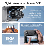 Lenovo S-X1 MAX GPS Drone 3-Axis Gimbal 8K Camera 5000m FPV Foldable Drone with LCD Remote Screen 3 Batteries Professional UAV