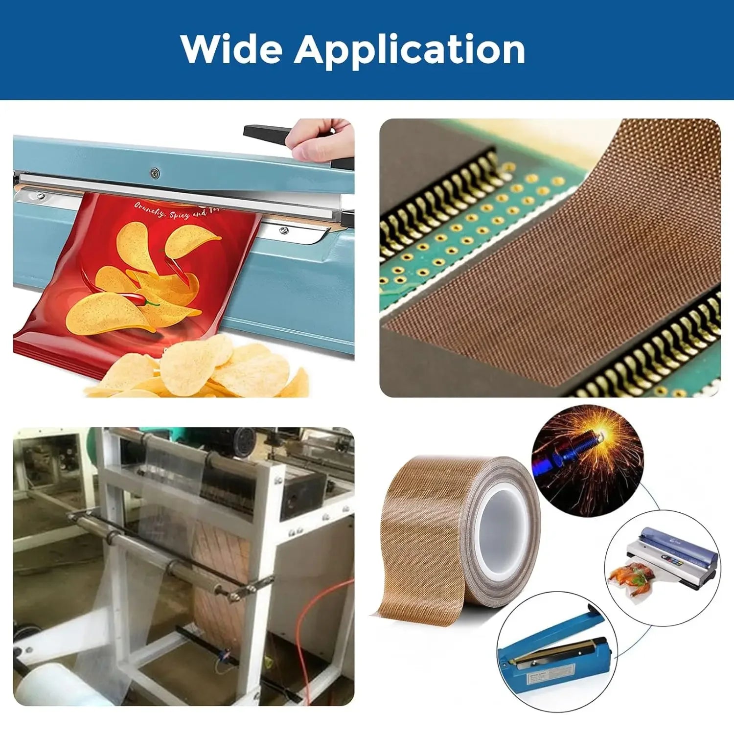PTFE Tape Adhesive Cloth Width 5~100mm Thickness 0.13mm 0.18mm Insulated Vacuum High Temperature Resistant Sealing PTFE Tapes