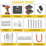 CONENTOOL Cordless Drill Driver 21V, Cordless Hammer Drill with 2 Batteries 2000mAh, 45N.m Combi Drill Screwdriver, LED Light