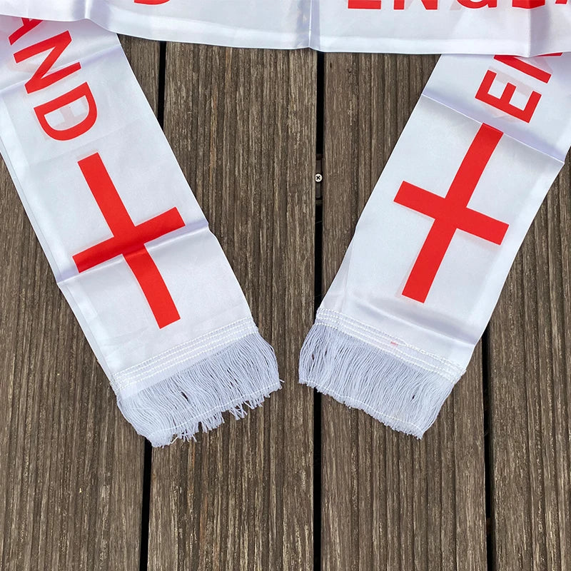 National Team Football Fans Scarf 14x130cm England Tassel Flags Scarf Party Commemorative Souvenir