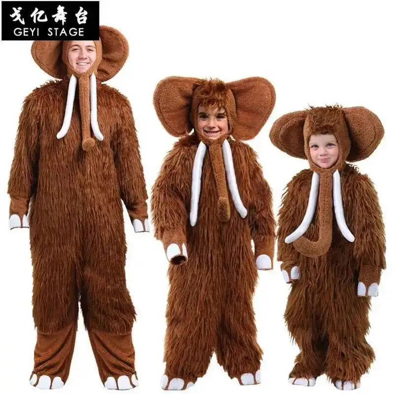 children big mammoth Baby Kids brown Animal Onesies new Costume ear nose Elephant Cosplay Costume Fancy Dress Jumpsuit with hat