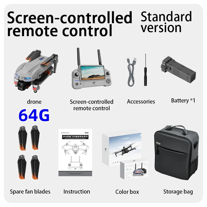 AE60 Ultra GPS Drone Professional 8K Camera With Screen 5G Wifi FPV 3-Axis Gimbal Obstacle Avoidance Quadcopter  RC Dron