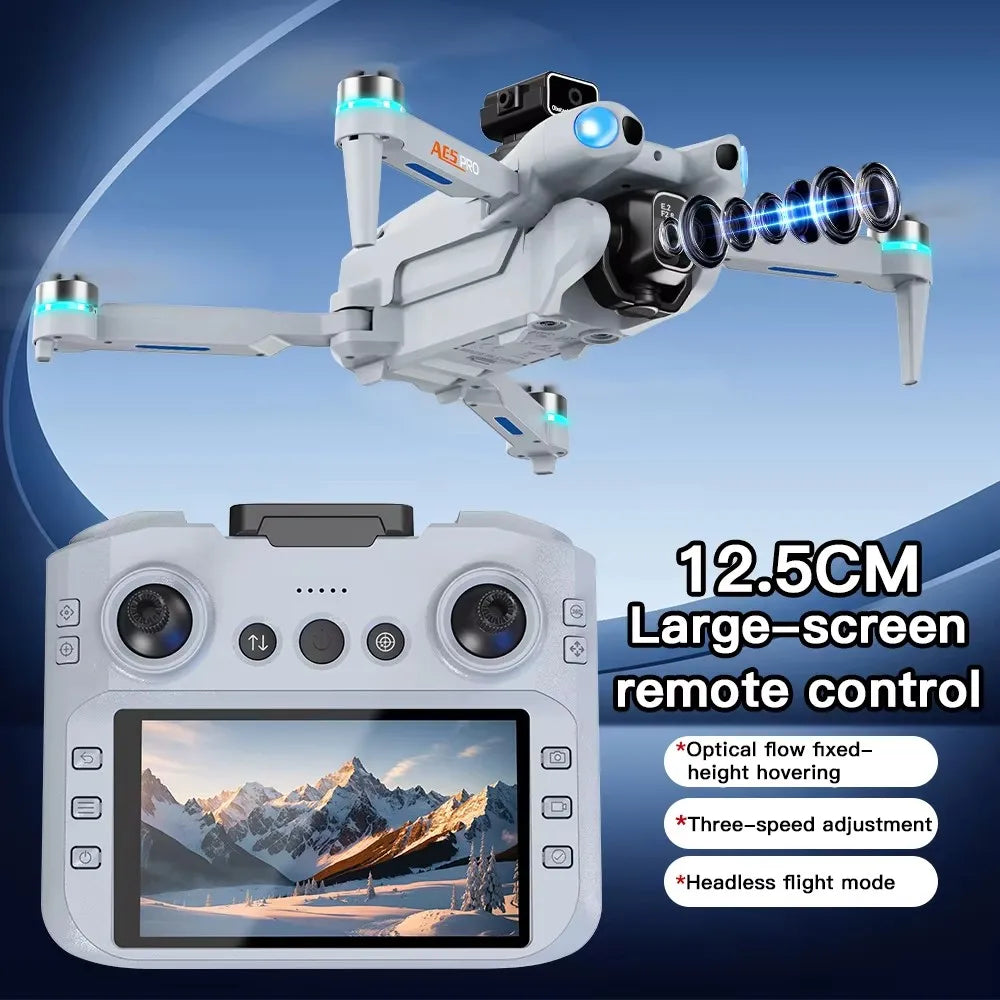 Original AE5Pro Mini HD Camera Remote Control with Intelligent Screen Obstacle Avoidance Brushless Motor Quadcopter Dron New Toy
