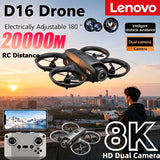 Lenovo 8K Drone D16 Mini GPS Professional Brushless Motor 180° Adjustable Dual HD Camera Obstacle Avoidance RC Quadcopter 20000m