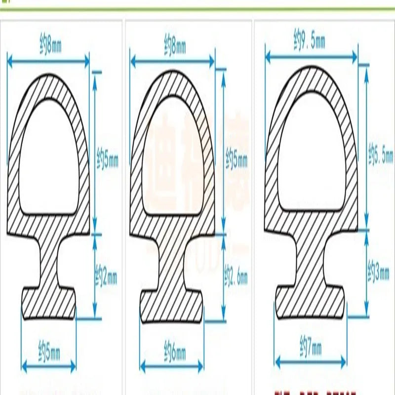 10M Bottom Width 4/5/6/7mm Sealing Strips Bridge Aluminum Door/Window Sealed Plastic Strips Energy Saving