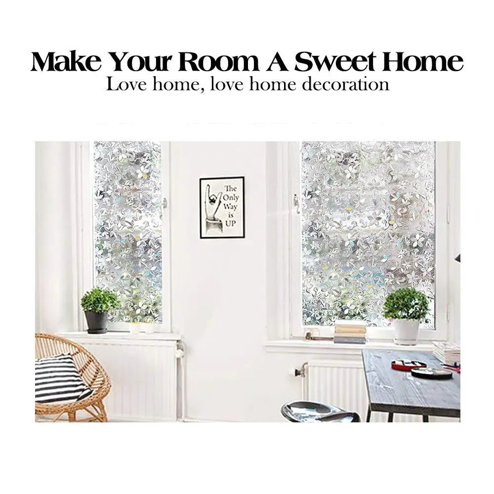 3D Privacy Window Film Decorative Film Static Cling Glass Film No Glue Anti-UV Window Sticker Non Adhesive for Home Kitchen