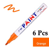 6 Pcs Colorful Permanent Paint Marker Waterproof White Markers tire tread rubber fabric Paint metal 12 Colors Paint Marker Pens