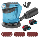 Cordless Sander compatible with Makita 18v Battery,125mm Random Orbital Sander w/12pcs papers Dust Collector 6-Speed Woodworking