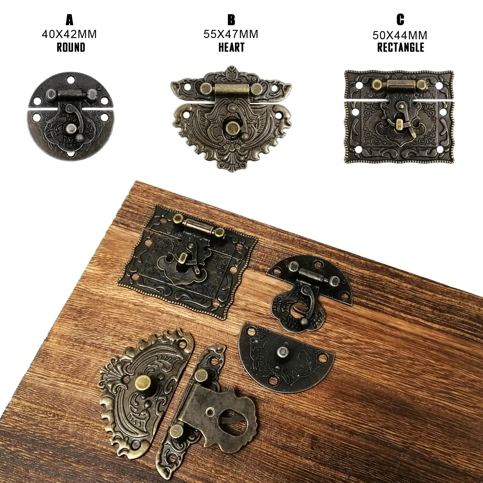 1/2/4pcs Retro Vintage Antique Brass Bronze Decorative DIY Wooden Jewelry Chest Toggle Wine Box Latch Gift Case Hasp Lock Clasp