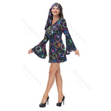 70s Costume Disco Dresses for Women Halloween Costume Sexy Hippie Costume Disco Dress with Disco Headband 70s Outfit Women
