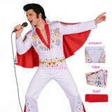 Elvises Cosplay Costume Anime Presleleying Rocker Singer Performance Jumpsuit Suit Adult Kids Party Halloween Costume For Men