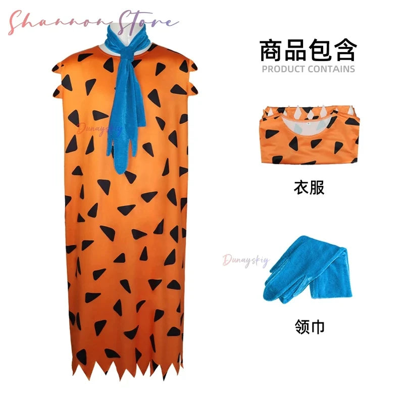 ❤️❤️❤️Womens Wilma Flintstone Adult Costume Men's The Flintstone's Barney Rubble Costume Party Supplie Caveman Costume❤️⭐️❤️