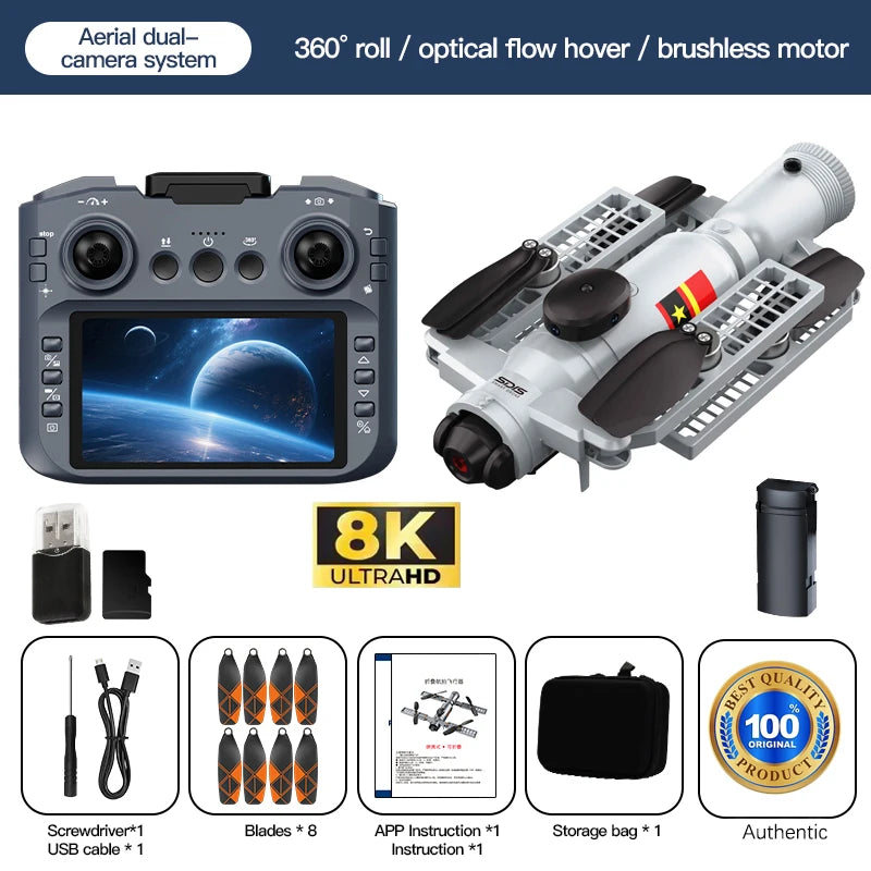 Professional HD Dual Camera 5G Brushless 360° Obstacle Avoidance New AE22 4.3-inch screen spray Drone 8K RC Quadcopter Toy Gift