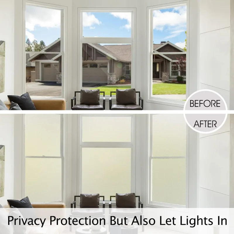 Frosted Privacy Decorative Film, Heat and UV Resistant, Anti-static, Adhesive Free Small Office/home Office