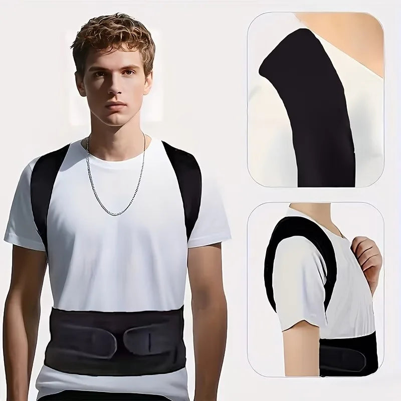 Reinforced Posture Corrector Vest, Adjustable Back Support Brace for Lumbar Spine, Shoulder Neck Stretcher Trainer for Men Women