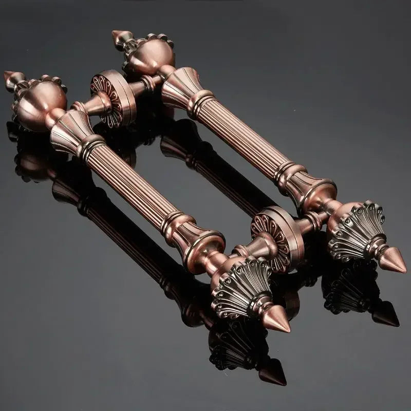 1PCS European Antique Wooden Handle Qinggu Copper Hotel Door Handle  Villa Glass Door Handle