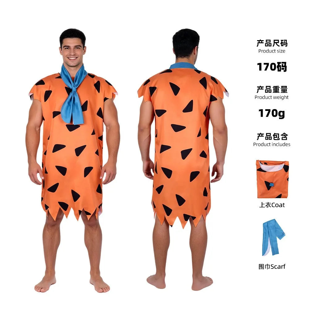 Modern Primitive People Fred and Wilma Flintstone Costume Barney Rubble Caveman Outfit Halloween Party Indian Cosplay Costume