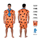 Modern Primitive People Fred and Wilma Flintstone Costume Barney Rubble Caveman Outfit Halloween Party Indian Cosplay Costume