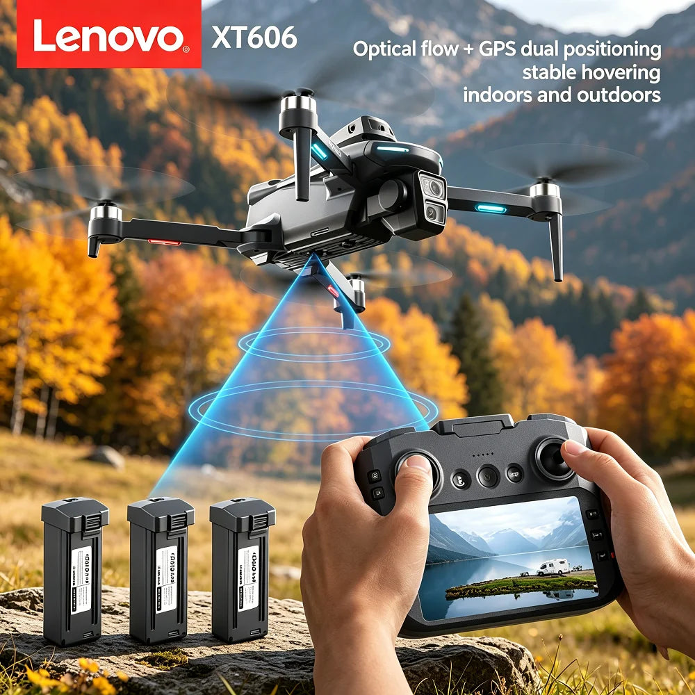 Lenovo XT606 MAX Drone 4K 8K Professional HD Camera FPV with Screen 360° Obstacle Avoidance Brushless Motor Quadcopter Toy Gift