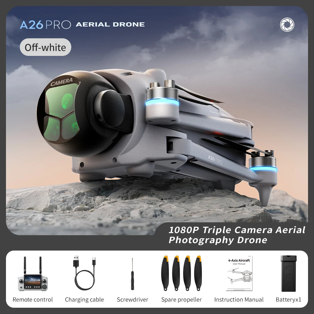 Lenovo A26 Pro FPV Drone 4K HD Triple Camera Brushless Motor Obstacle Avoidance Foldable RC Quadcopter 4K With Carrying Case
