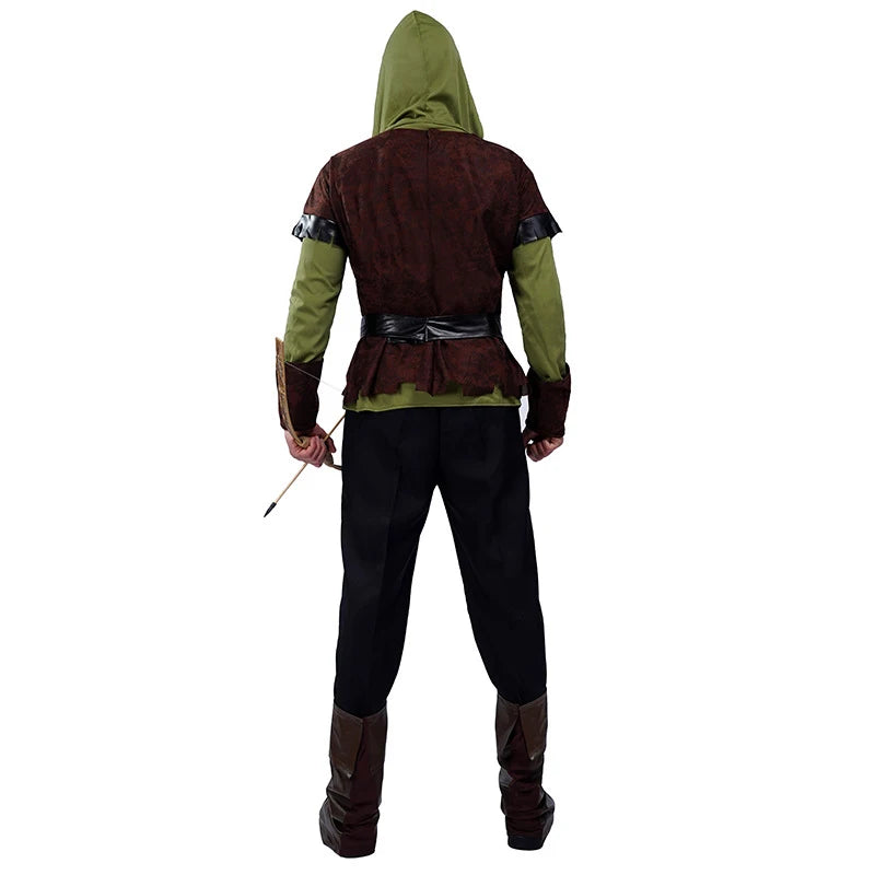 Parent-child outfit Adult Man Children Hunter Archer Robin Hood Costume for Boy's Huntsman Peter Pan Costumes Green Deluxe Cos