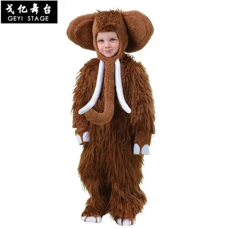 children big mammoth Baby Kids brown Animal Onesies new Costume ear nose Elephant Cosplay Costume Fancy Dress Jumpsuit with hat