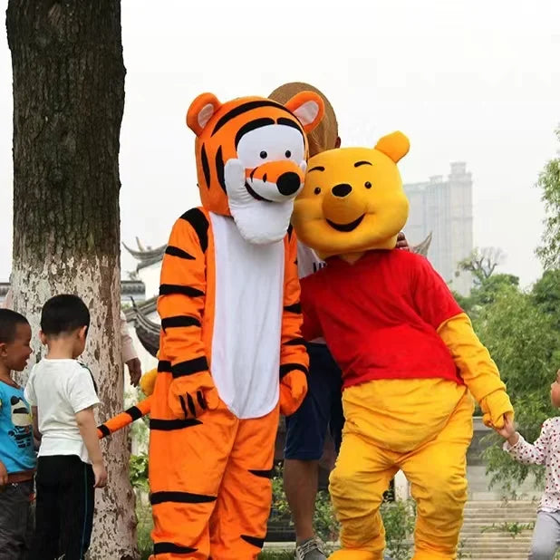 Disney Pooh Bear Mascot Costume Cartoon Character Tigger Cosplay Suit  Adult Advertising Carnival Party Halloween Fancy Dress