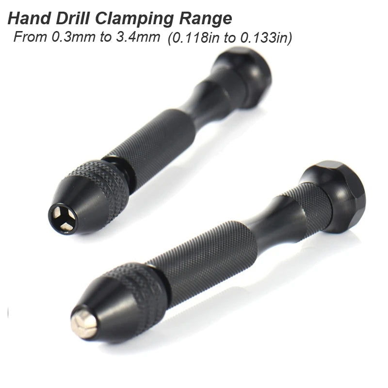 Micro Mini Pin Vise Hand Drill Twist Bit PCB Set Rotary Tool For DIY Craft Carving Resin Polymer Clay Plastic Jewelry Making