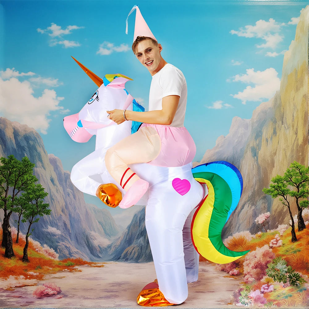 Funny Animal Mascot Unicorn Flamingo Dinosaur Inflatable Costumes Dress Suit Adult Halloween Purim Anime Party Cosplay Costumes