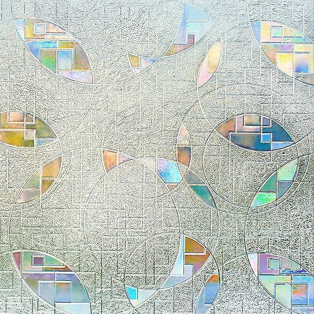 Privacy Window Film Rainbow Window Cling 3D Decorative Window Vinyl Stained Glass Window Covering Non-Adhesive Film Sun UV