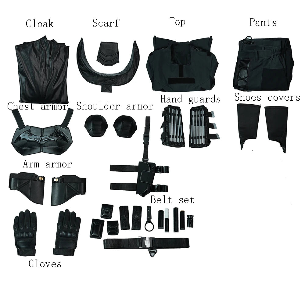 The Bat Bruce Cosplay Costume Superhero Bruce Cos Wayne Battle Armor Suit Halloween Carnival Outfits Uniform With Cloak Headgear