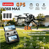 Lenovo V168 MAX 5GGPS Drone 8K Professional Camera Aerial FPV Brushless Avoiding Obstacle Large Screen 8K RC Folding Drones Toy