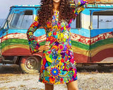 Hippie Costumes with Scarf for Women Male Carnival Halloween Vintage 70s 80s Rock Disco Cosplay Outfits Party Fantasia Dress Up