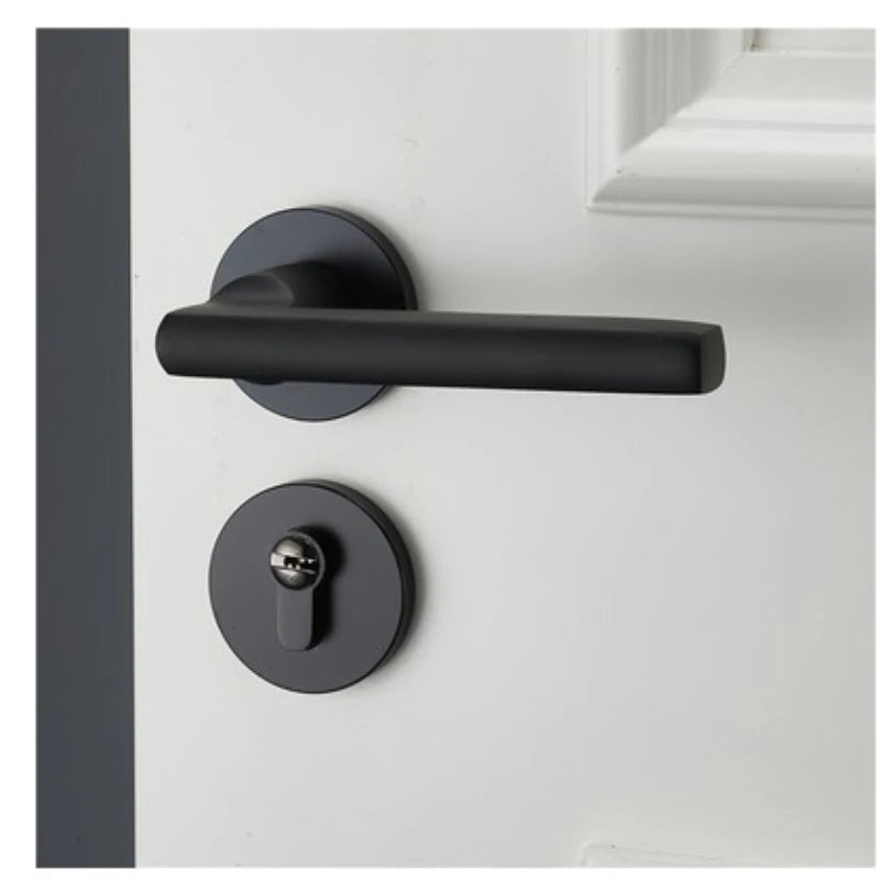Black space aluminum door handle Interior / Bedroom door lock Split Silent door lock ,Door hardware