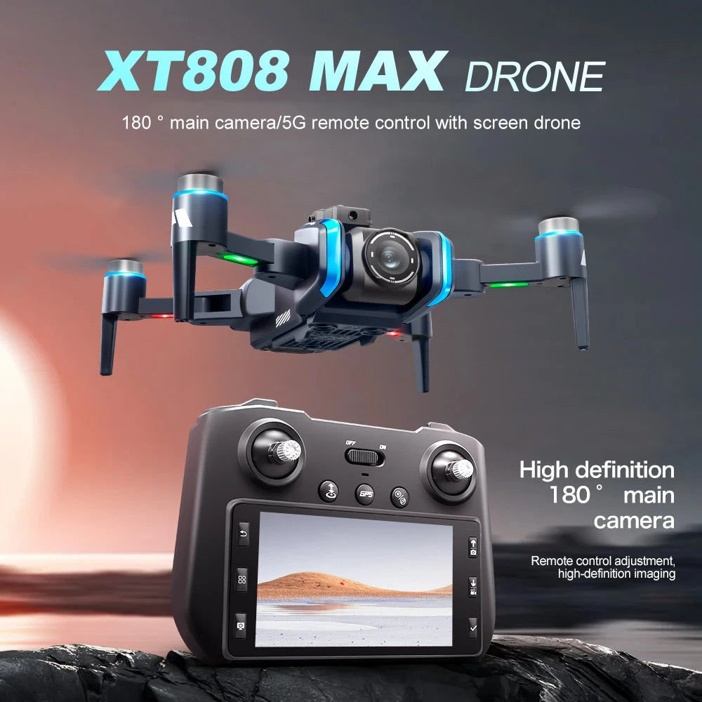 XT808 GPS Rc Drone 5G Professional 8K HD Aerial Dual Camera Omnidirectional Screen Laser Obstacle Avoidance FPV Dron 15000M