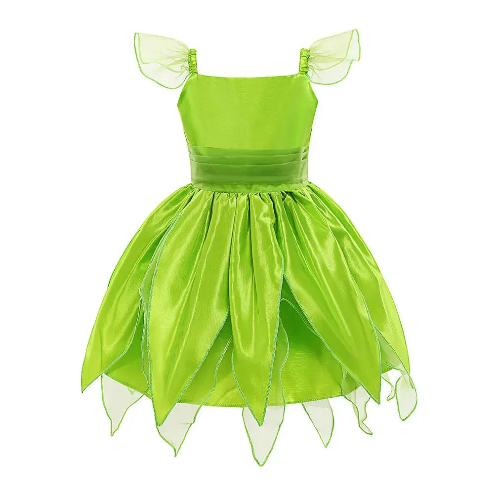 Girls Fairy Tinker Bell Costume Halloween Carnival Elves Party Peter Pan Cosplay Costume for Kids Green Tinkerbell Fancy Dresses