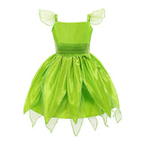 Girls Fairy Tinker Bell Costume Halloween Carnival Elves Party Peter Pan Cosplay Costume for Kids Green Tinkerbell Fancy Dresses