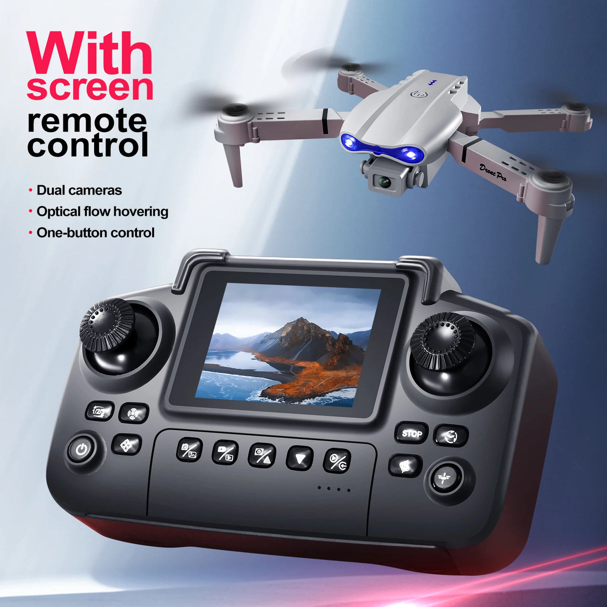 New Upgraded Drone E88 Pro 4K Dual-Camera HD Aerial Photography Dron with Screen Foldable Quadcopter RC Toy for Kids Boys Gifts