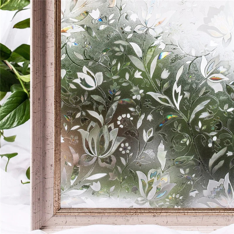 30-55*100cm PVC Self-adhesive No Glue Static Stick 3D Adsorption Window Film Anti-uv Stickers Privacy Blocking Waterproof