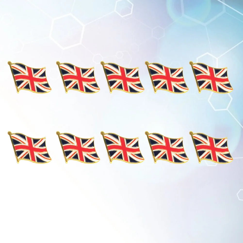 10 Pcs Waving Union Flag Lapel Pin Brooch Personalized Paint British Badges