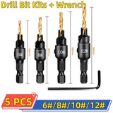 5pcs Countersink Drill Woodworking Drill Bit Set Drilling Pilot Holes for Screw Sizes #5 #6 #8 #10 #12 Cutter Screw Hole Drill