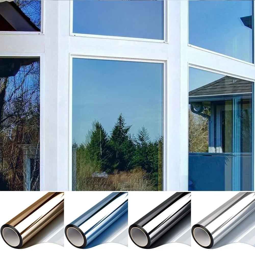 2/3/5 Meter One Way Mirror Window Film UV Blocking Glass Vinyl Heat Control Adhesive Film for Home Reflective Window Tint