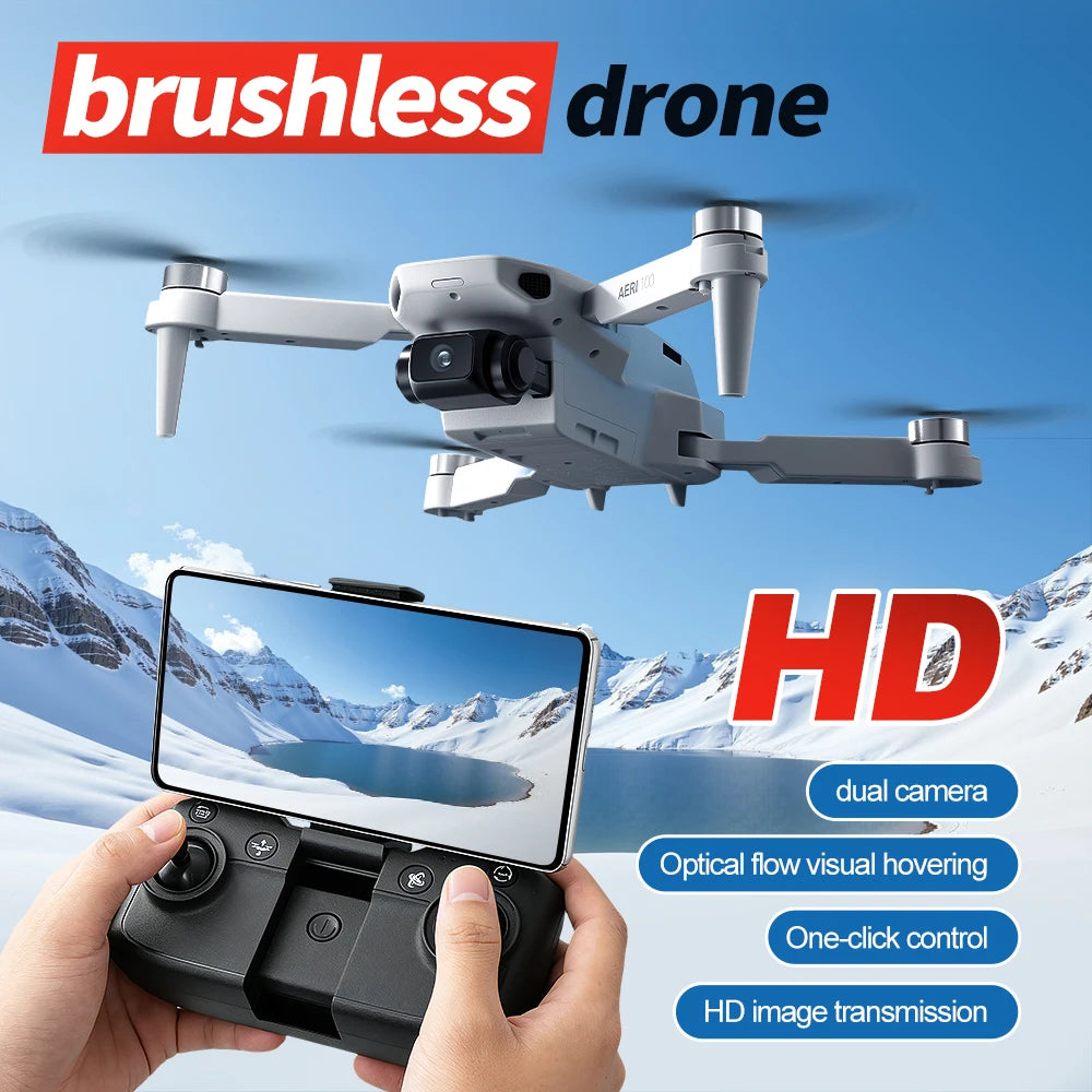 2.4G Optical Flow with VR Glasses Display, Brushless Drone with Dual Lens WiFi, Professional Aerial Camera 2026