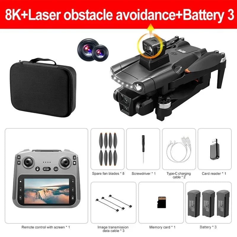 Lenovo V198MAX GPS Return Drone 5G 8K HD Dual Camera Dron Remote With Screen Laser Obstacle Avoidance Drone RC Toys Gifts FPV